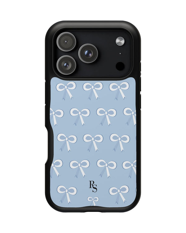 Baby Blue Ribbon phone case, product mockup