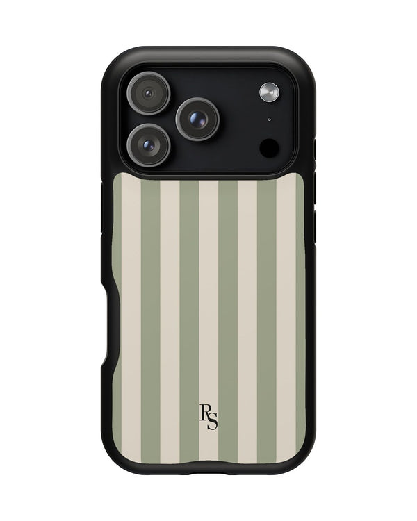 Sage Stripe phone case, product mockup