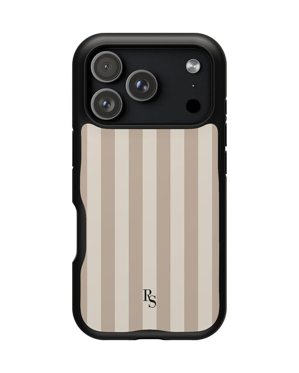 Taupe Stripe phone case, product mockup